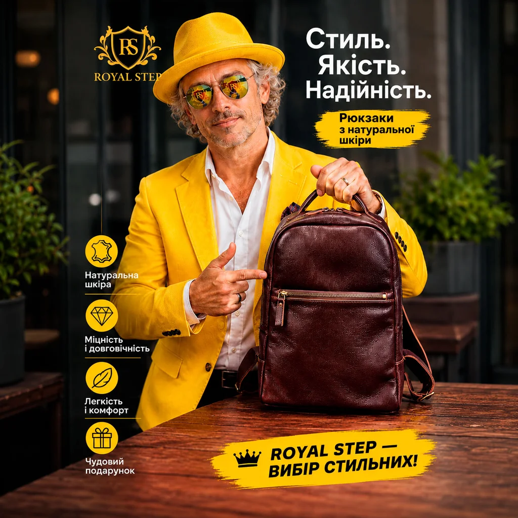 Рекламний банер для шкіряних рюкзаків — DrukPlus